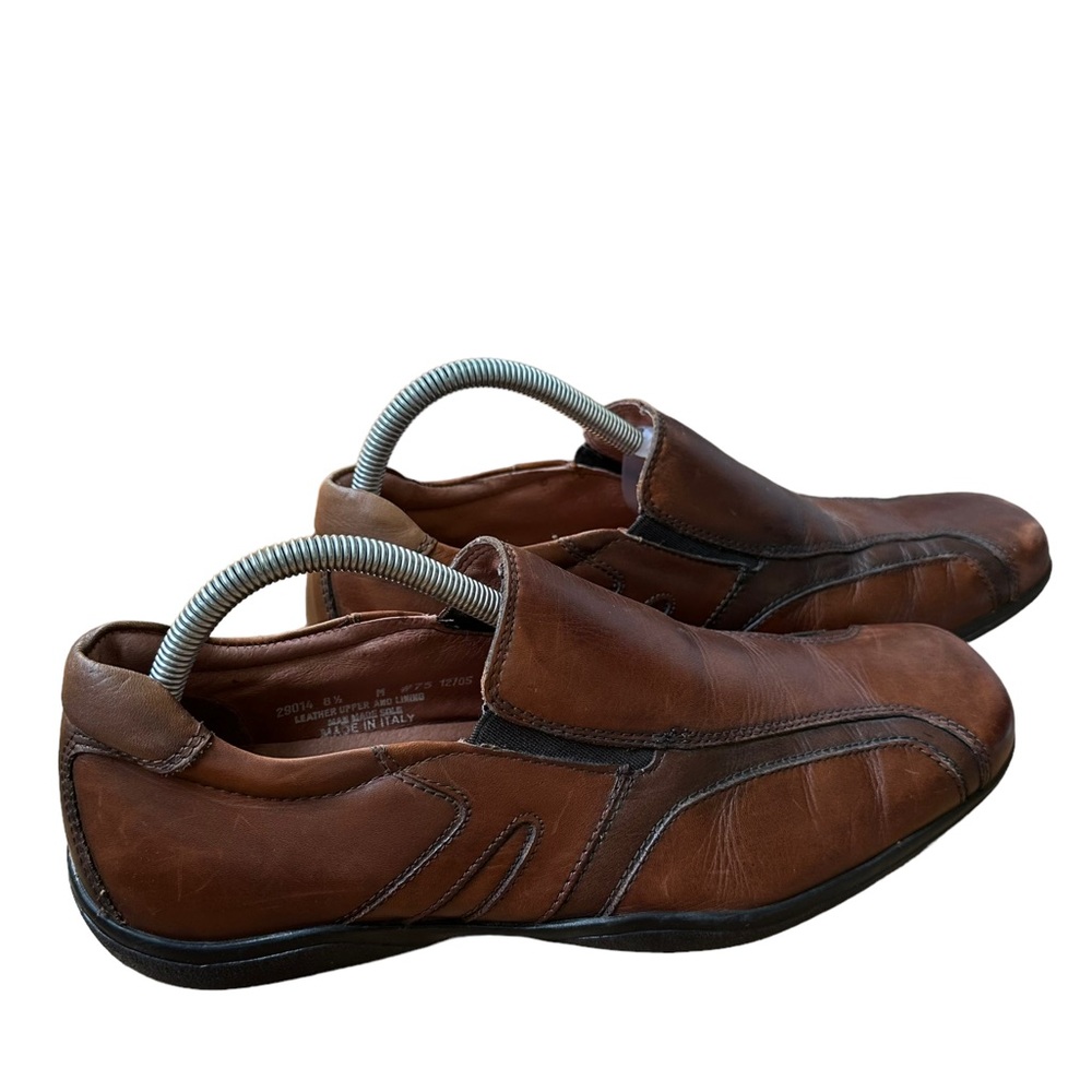 Bostonian Men's Italian Made Brown Leather Upper Slip on Oxford Flats Size: 8.5M